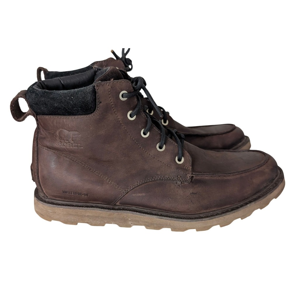Sorel Madson Moc Toe Waterproof‎ Leather Boots Men 11 Tobacco Brown NM278-238